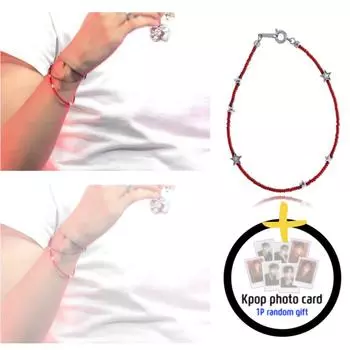 [NCT YUSHI style] Серебряный браслет «Падающая звезда» S красный