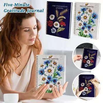NDEMl Пятиминутный журнал благодарности, Журнал благодарности с отрывными листами, Журнал осознанных размышлений и производительности, Недатированный печатный журнал One Size темно-синий