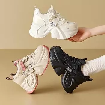 Не надоело носить снаружи ноги осень новые толстые подошвы внутренний рост увеличение повседневные папины туфли детские спортивные кожаные женские туфли 34