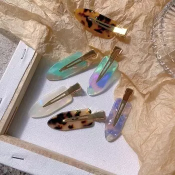 Не оставляющая следов леопардовая ацетатная заколка для волос с челкой без изгиба, бесшовные заколки для волос с челкой белый