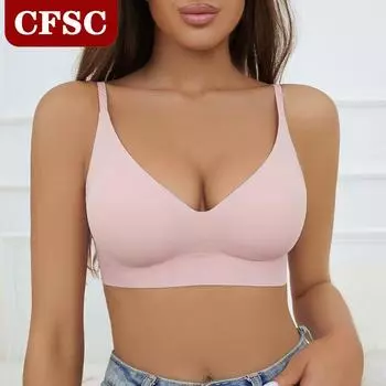 Не оставляющее следов цельное нижнее белье для девочек с неметаллическим кольцом. Удобный и дышащий женский верхний поддерживающий бюстгальтер больших размеров. Съемные подушечки. Регулируемый бюстгальтер. S чёрный