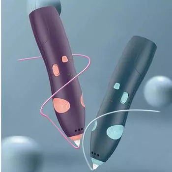 Не ожоговая 3D-ручка для печати, беспроводная, детская, трехмерная, граффити, низкотемпературная, детская, умная игрушка, зарядка через USB Blue синий