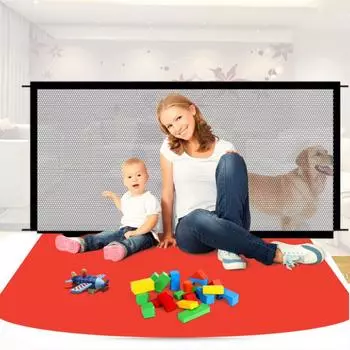 Не пробивая ограждения для домашних животных, складные сетчатые манежи для собак, прозрачные лестницы, защитная дверь, дышащие, 4 шт., крючки, части, изоляция безопасности 110CM 72CM чёрный