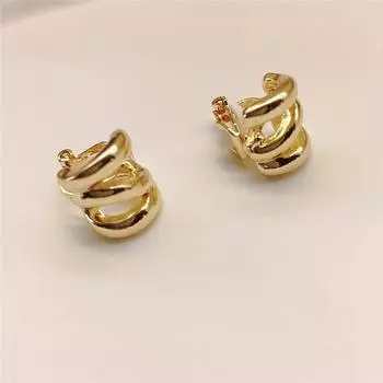 Не прокалывающие серьги-клипсы Роскошные серьги для женщин Металлические кольца Многослойные серьги-клипсы