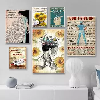 Не сдавайтесь, вдохновляйте, цитата, плакат медсестры, настенные художественные принты, холст, живопись, скандинавские настенные панно для клиники, украшение для доктора и медсестры 21cm30cm NoFrame