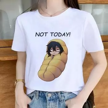 Не сегодняшняя Shota Aizawa Rubber Head My Hero Academic Print Повседневная свободная рубашка с круглым вырезом из чистого хлопка с короткими рукавами Футболки женские S