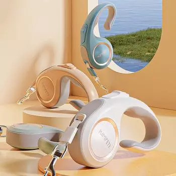 Не спутывающийся на 360° выдвижной поводок для собак и кошек с противоскользящей ручкой, прочная нейлоновая лента для домашних животных весом до 15 кг, поводок для выгула собак. 3M золотой