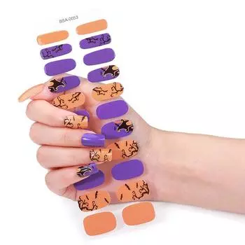 Не требующие выпекания гелевые наклейки для маникюра мультфильм Хэллоуин светящиеся наклейки для ногтей полуотвержденные BSA-0053