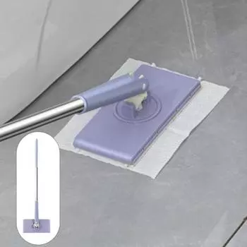 Не требующую мытья швабру. Легко заменяемую швабру для полотенец для лица с небольшим зажимом. Вращающаяся на 360° швабра с автоматической заменой ткани для небольших промежутков. фиолетовый