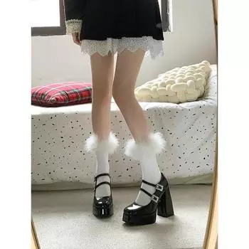 Не уставшие ноги высокие каблуки весна 2025 новые туфли Мэри Джейн на очень высоком каблуке со стразами односложная пряжка светлый рот толстый каблук одинарные туфли 34 чёрный