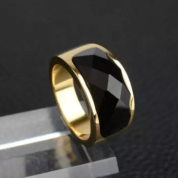 Не выцветающие байкерские кольца из нержавеющей стали с печаткой для мужчин, ювелирные изделия унисекс с черным камнем оккультной огранки 10 серебряный