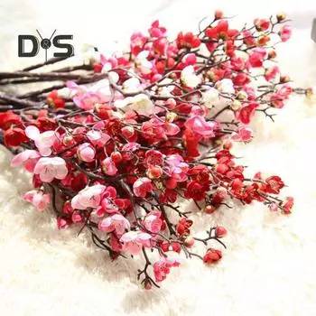Не выцветающий искусственный цветок Изысканная ткань Яркая имитация цветения сливы розы красного