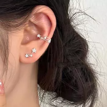 Не выцветают, милые, милые, темпераментные серьги с пятиконечной звездой в стиле Sensen, маленькие серьги с геометрической звездой и микровставкой из циркона