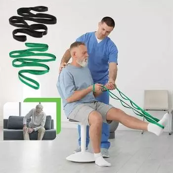 Неэластичный эластичный ремень, износостойкий, с несколькими петлями, растягивающий ремень для физиотерапии, ремень для йоги для мужчин и женщин чёрный