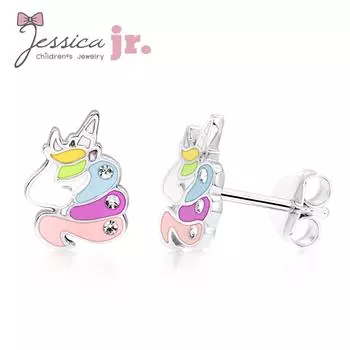 Неаллергенные серьги-гвоздики из чистого серебра 925 пробы с радужным единорогом для дочерей, маленьких девочек и детей с бесплатной подарочной коробкой