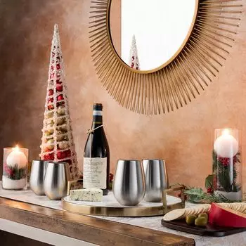 Небьющиеся бокалы для вина из нержавеющей стали — набор из 4 бокалов на 18 унций. Набор красных и белых бокалов для вина без ножек из нержавеющей стали премиум-класса 18/8