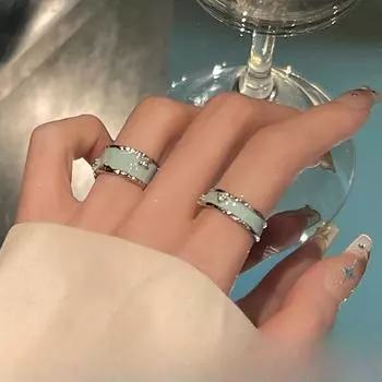 Небесно-голубое эпоксидное кольцо женское нишевое дизайн Sense простое отверстие для указательного пальца