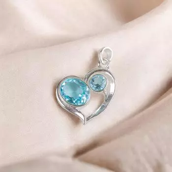 Небесно-голубой топаз драгоценный камень 925 проба серебро ювелирные изделия стильная подвеска подарок для жены CP-3-8