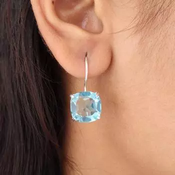 Небесно-голубой топаз драгоценный камень 925 стерлинговое серебро ювелирные изделия ручной работы серьги-подвески 1 EE-172-5