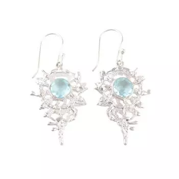 Небесно-голубой топаз драгоценный камень 925 стерлинговое серебро ручной работы модные серьги 2,2 CE-16-2