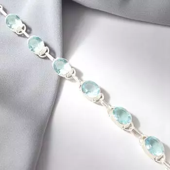 Небесно-голубой топаз драгоценный камень 925 стерлинговое серебро ювелирные изделия ручной работы браслет 8 для подарка RB-10-12