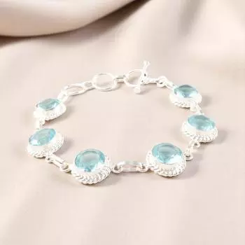 Небесно-голубой топаз драгоценный камень 925 стерлинговое серебро ювелирные изделия ручной работы подарок браслет 9 RB-8-10