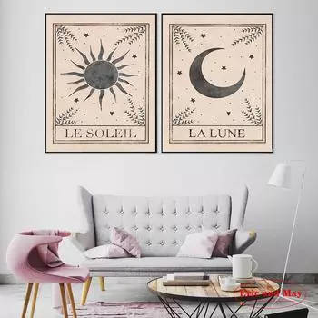 Небесные фазы луны Lunar Le Soleil холст картины постеры и принты винтажный постер декоративный домашний декор Cuadro Decorativo 21cm30cm NoFrame