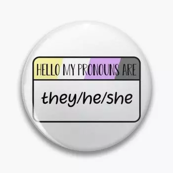 Небинарные местоимения They He She, мягкая булавка на пуговицах, декор для шляпы, женский забавный мультяшный значок, модный воротник, подарок, булавка на лацкан