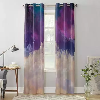 Небо Облака Ночное небо Шторы на окна Гостиная Спальня Декор для окон Бытовые кухонные шторы 135W x 60H(cm) x1