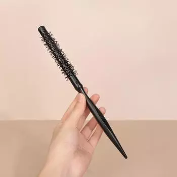Небольшая алюминиевая трубка для укладки волос, деревянная ручка, цилиндрическая, устойчивая к высоким температурам нейлоновая шерстяная роликовая расческа для большого пальца гагат