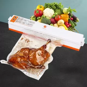 Небольшая автоматическая машина для вакуумной упаковки, бытовая машина для запечатывания пищевых продуктов AU 220V оранжевый