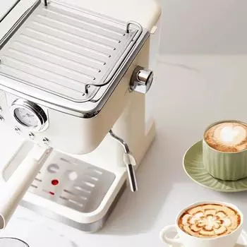 Небольшая бытовая кофемашина мощностью 1050 Вт с паром высокого давления, кофейником объемом 1,5 литра, итальянским эспрессо, полуавтоматическая, настольная EU белый