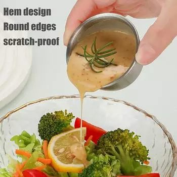 Небольшая чашка для соуса из нержавеющей стали с герметичной крышкой, переносная посуда для специй и приправ, кетчуп, миска для макания, блюдце, столовая посуда 1