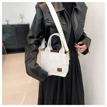 Небольшая квадратная вельветовая сумка в свежую, сладкую полоску для женщин. Однотонная простая сумка из полиэстера. Ручная сумка на одно плечо.