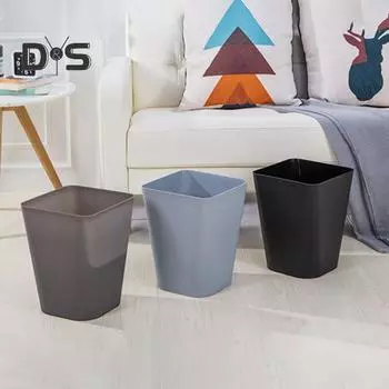 Небольшая мусорная корзина, мусорное ведро большой емкости, однотонное, легко моющееся, для использования в помещении и на улице, пластиковое мусорное ведро чёрный