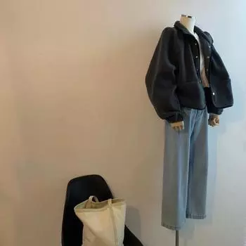 Небольшая повседневная универсальная куртка премиум-класса в стиле ретро из темно-серого флиса из овечьей шерсти для женщин, зимняя взрывная модель S темно-серого