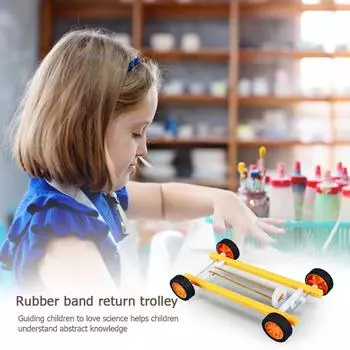 Небольшая производственная модель игрушечного автомобиля с резиновой лентой и тянущимся назад механизмом, набор материалов для самостоятельного изготовления