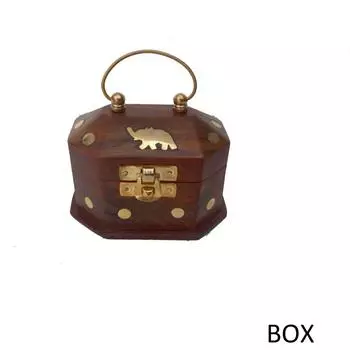 Небольшая шкатулка для драгоценностей ручной работы из дерева и латуни SHEESHAM (КОРИЧНЕВЫЙ, ЗОЛОТОЙ)