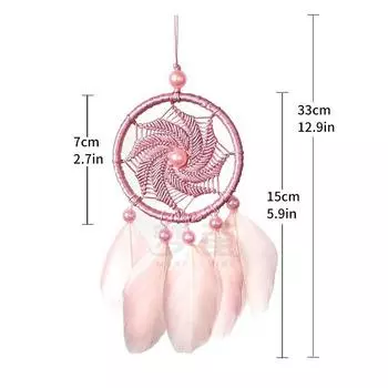 Небольшая ветряная мельница, автомобильные аксессуары, ручная работа, сетка для ловли снов, перо, подвеска для зеркала заднего вида, украшение для салона автомобиля розовый