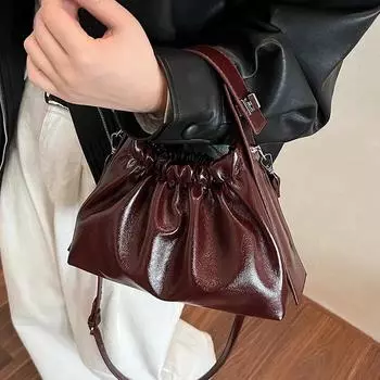 Небольшие сумки через плечо из искусственной кожи для женщин 2024 года, зима 2020 года, новая тенденция, модная сумка через плечо, однотонные сумки с верхней ручкой коричневый