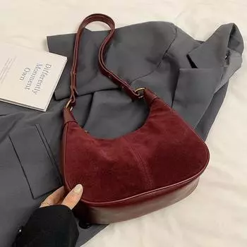 Небольшие сумки из искусственной кожи и нубука, женская сумка через плечо для женщин, зимняя новая тенденция 2024 года, сумки через плечо Y2K вино красного