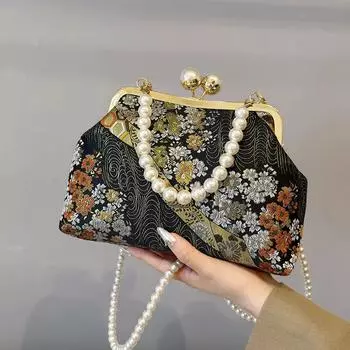 Небольшие сумки на плечо с вышивкой в китайском стиле для женщин 2024 года, роскошные зимние сумки, качественная вечерняя сумка через плечо с бисером красный