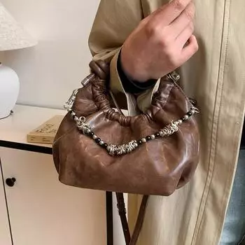 Небольшие сумки-седла из искусственной кожи, женская сумка через плечо для женщин, зимние новые сумки и кошельки Y2K 2025 года коричневый