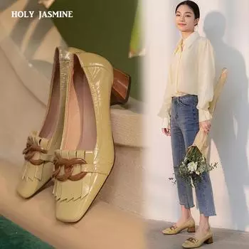 Небольшие туфли для женщин 2024 Весна Новейшие туфли-лодочки из натуральной кожи на высоком каблуке Женские классические рабочие базовые женские туфли для вечеринок 4 небесно-голубой
