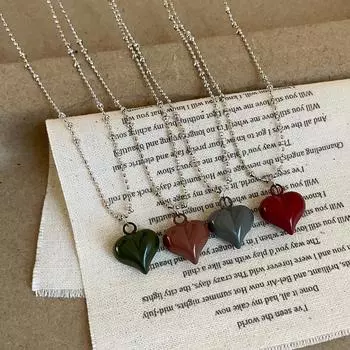 Небольшое ожерелье с подвеской в виде персикового сердца с каплями масла и любви, женское, простое, модное, модное, универсальное, цепочка на шею, цепочка на свитер