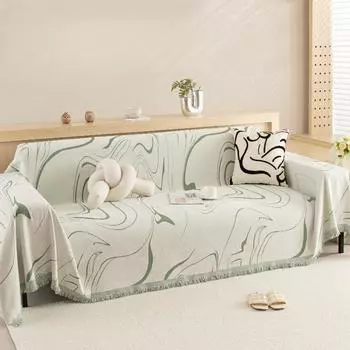 Небольшое прозрачное диванное полотенце с рисунком элементов. Высококачественная двухсторонняя диванная подушка из синели. Нескользящий универсальный чехол для дивана. 180*180cm