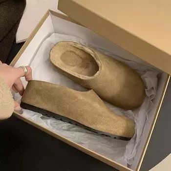 Небольшое увеличение внутренней высоты Birkenstocks женские полупрозрачные туфли из бархата и хлопка на толстой подошве, новые тапочки-мешки 35 верблюд