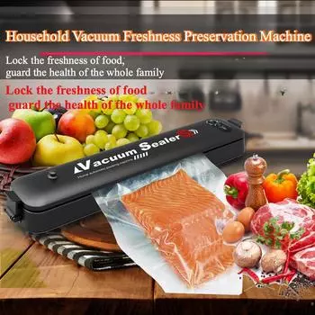 Небольшой бытовой вакуумный упаковщик, упаковочная машина, пластиковый упаковщик, вакуумная упаковочная машина для свежих продуктов EU чёрный