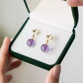 [Небольшой дефект Большая распродажа] Серьги-клипсы в национальном стиле без прокола ушей, серьги из южного красного агата, серьги-пусеты из пчелиного воска, бирюзовый кристалл 8mm [Natural amethyst] Zitong ear clip
