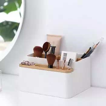 Небольшой настольный органайзер, ящик для хранения, несколько отделений, гладкий край, без заусенцев, эстетический настольный органайзер с держателем для ручек абрикосовый